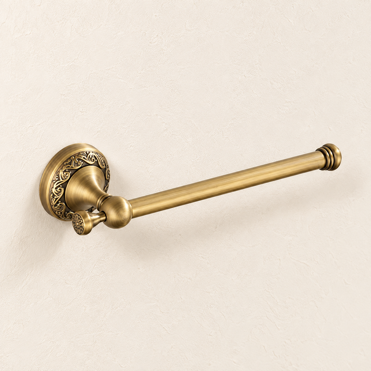 Porte-rouleau ouvert Héritage — bronze antique sur fond beige