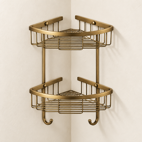Étagère d’angle double Héritage — bronze antique