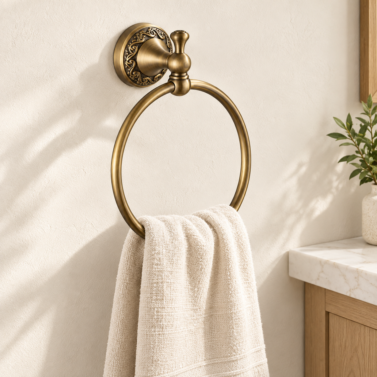Anneau porte-serviette Héritage — vue 2, décor beige