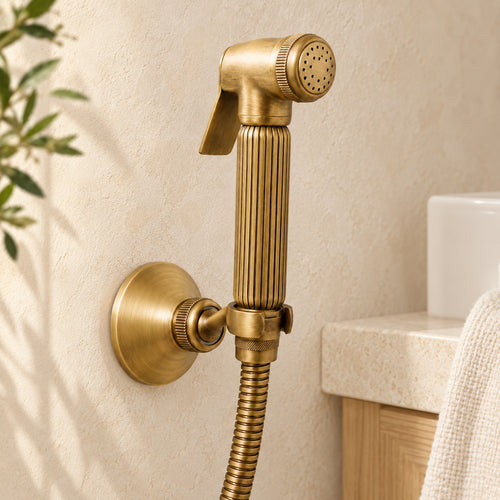 Douchette WC Cannelée seule, finition bronze antique