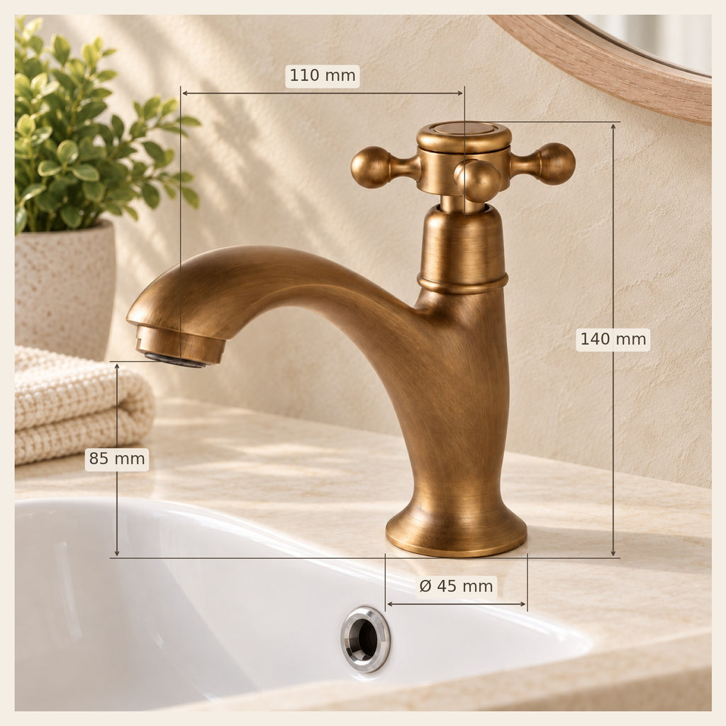 Dimensions — Le robinet de lavabo Croix — eau froide