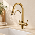Mitigeur cuisine Duo Antique sensor A dans un décor beige Brasselle