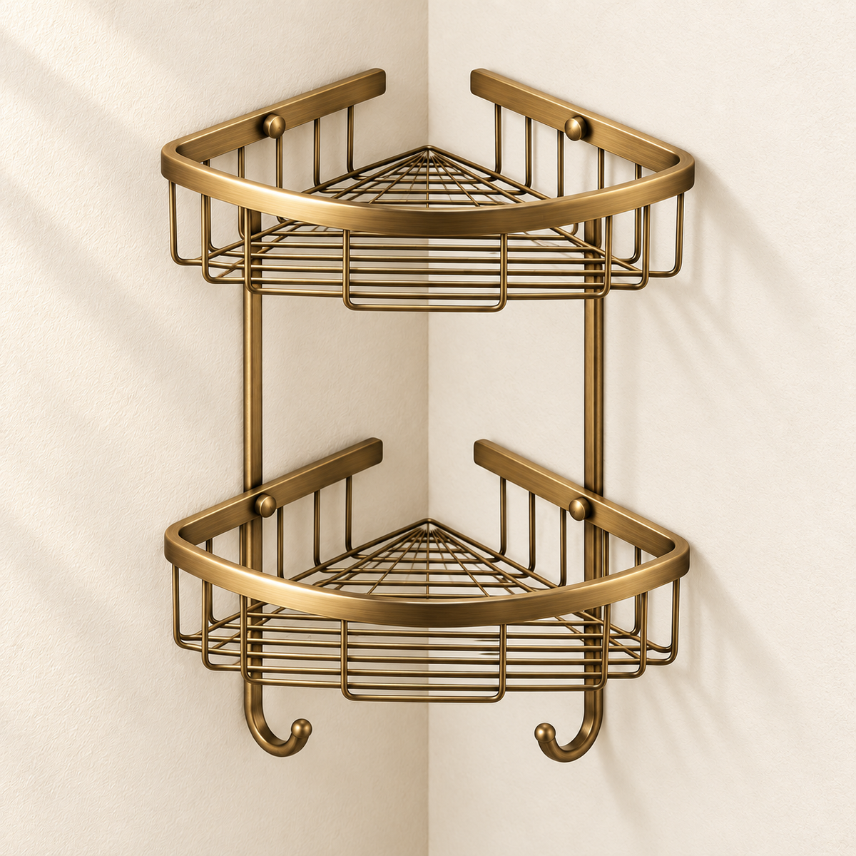 Étagère d’angle double Héritage — vue 3, décor beige
