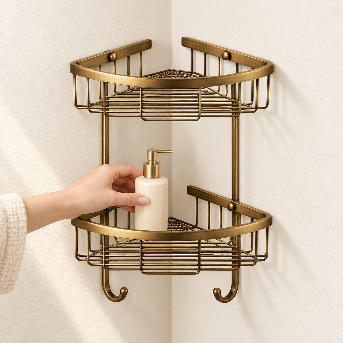 Étagère d’angle double Héritage — vue 5, décor beige