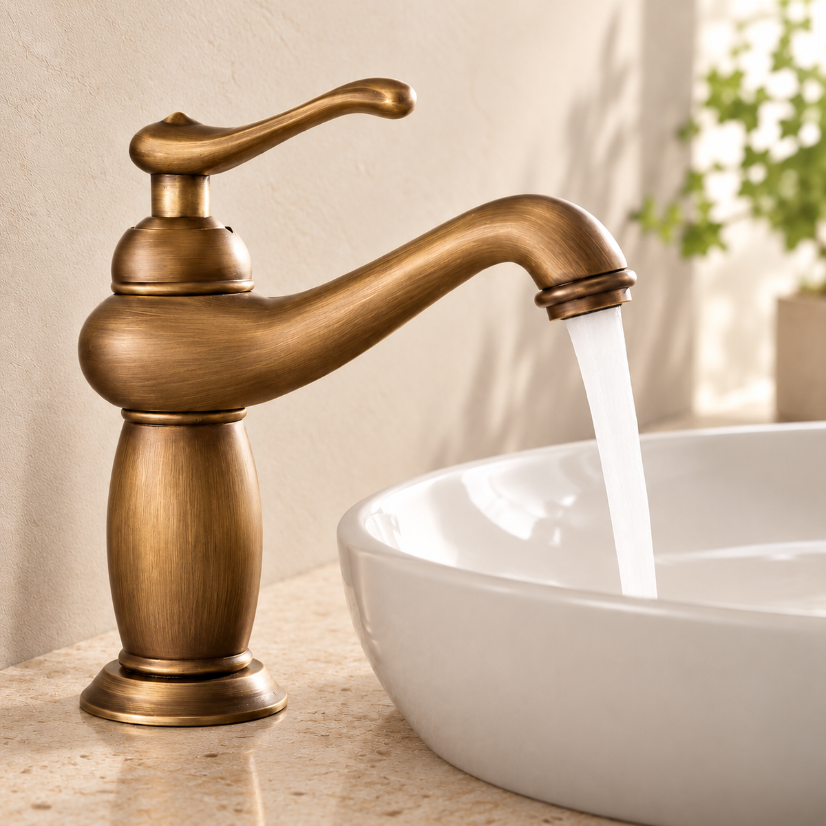 Mitigeur Galbe antique avec écoulement d’eau