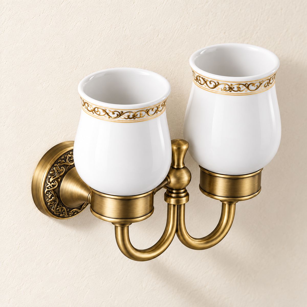 Porte-gobelets double Héritage — vue 7, décor beige