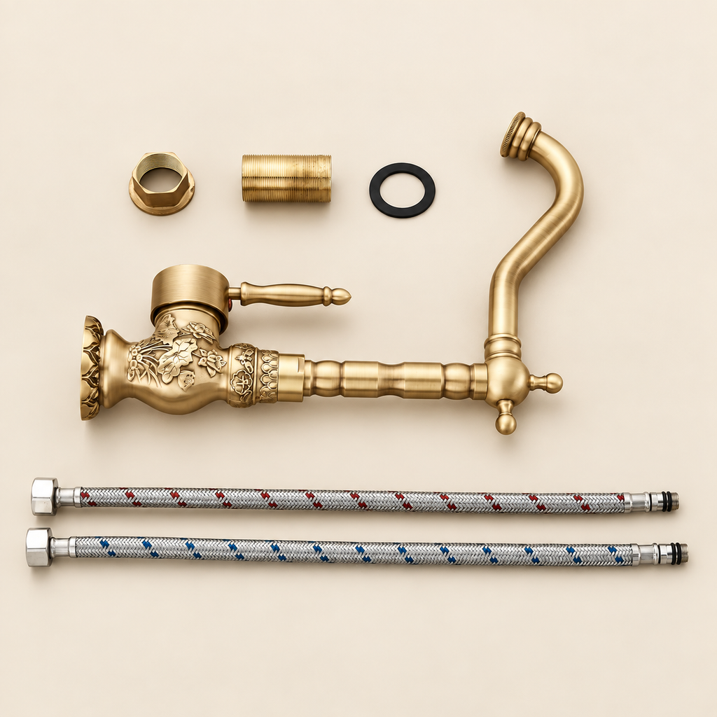Contenu de la boîte — Le mitigeur de lavabo Héritage 066 — laiton antique