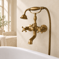Mélangeur bain-douche mural Héritage en laiton antique, variante croisillons tout laiton