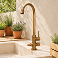 Robinet de jardin double sortie, finition antique — vue 1