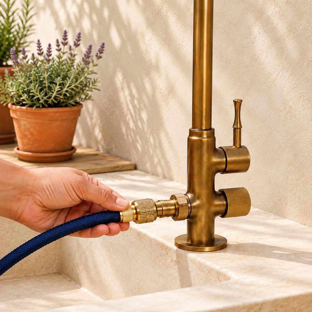 Robinet de jardin double sortie, finition antique — vue 4
