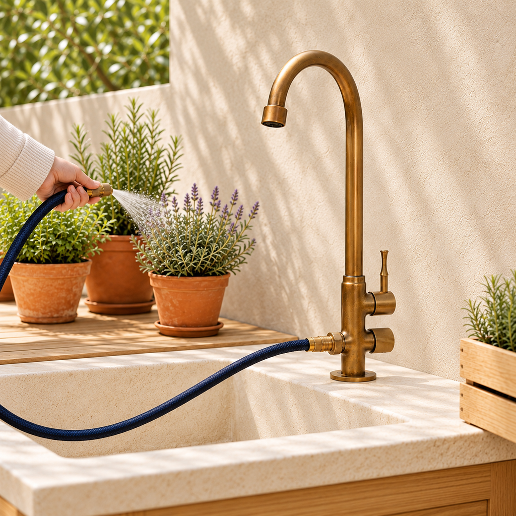Robinet de jardin double sortie, finition antique — vue 5