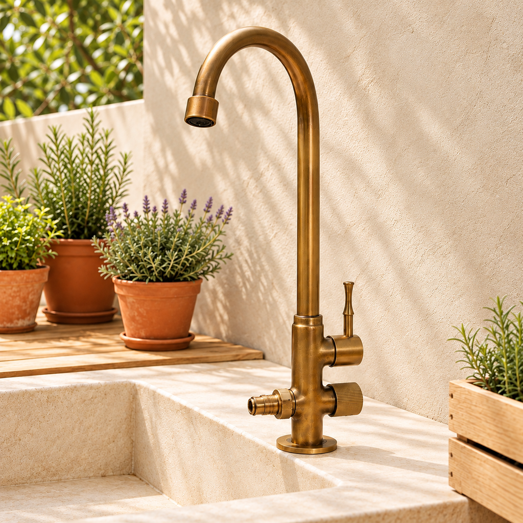 Robinet de jardin double sortie, finition antique — vue 7