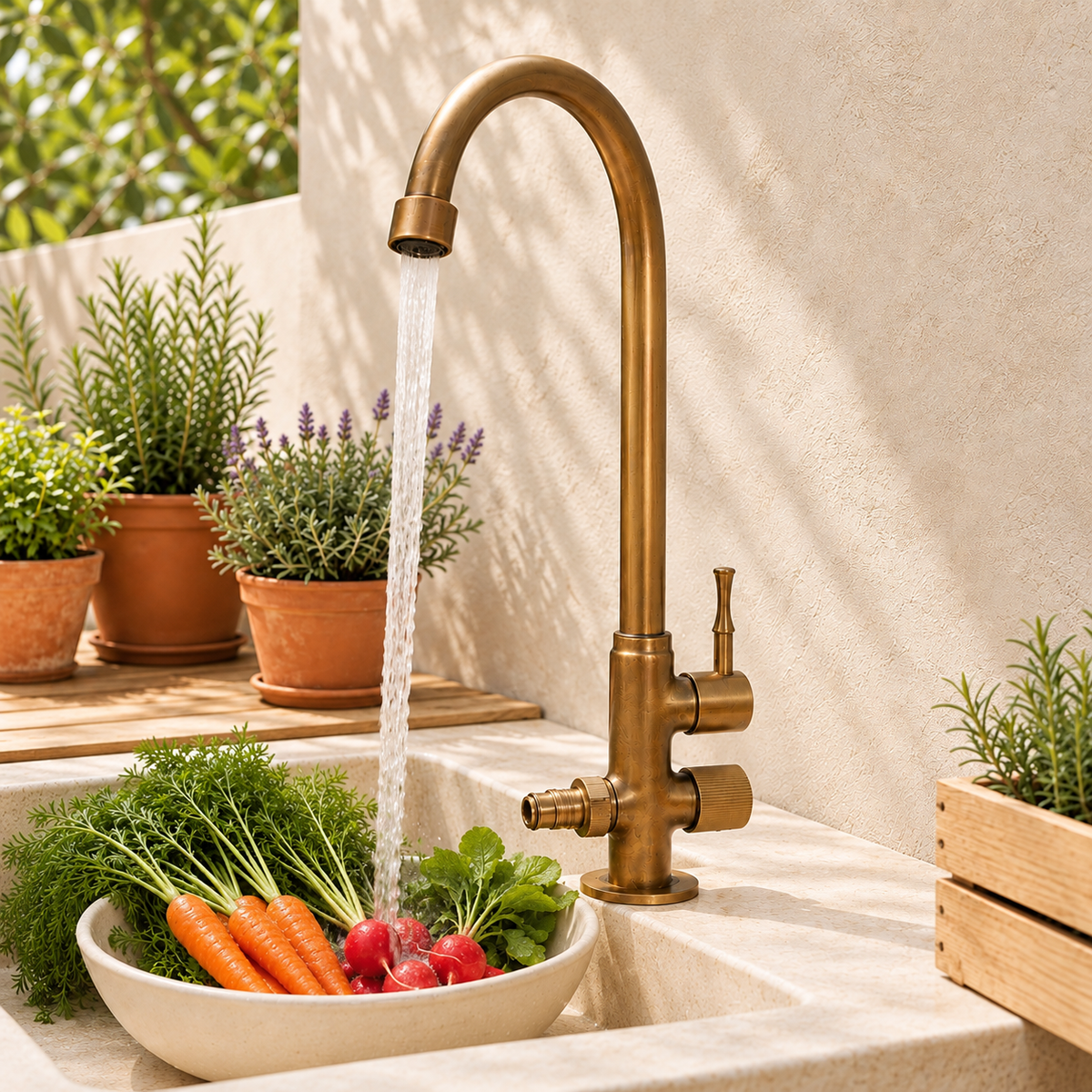 Robinet de jardin double sortie, finition antique — vue 8