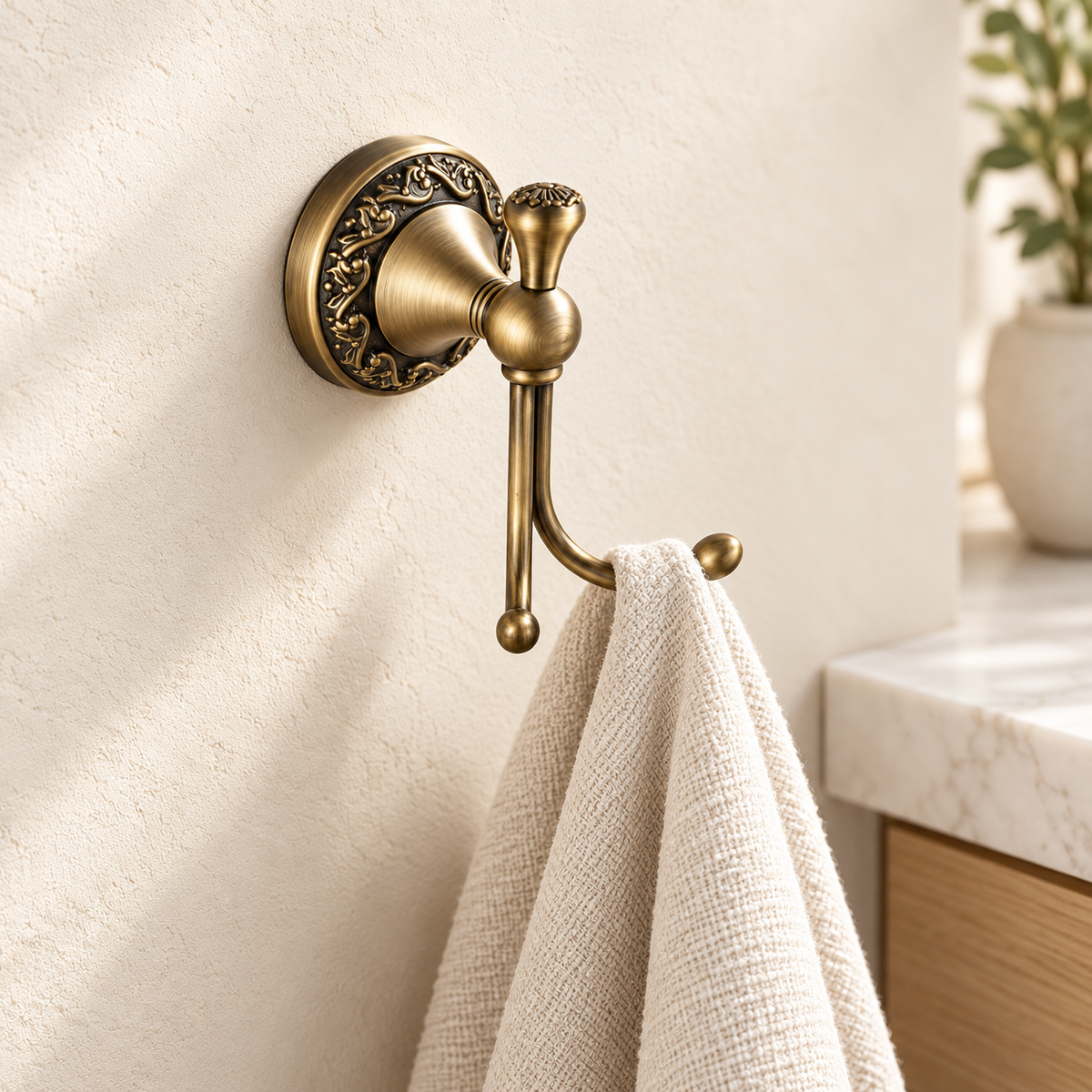 Patère Héritage bronze antique — vue 2, décor beige