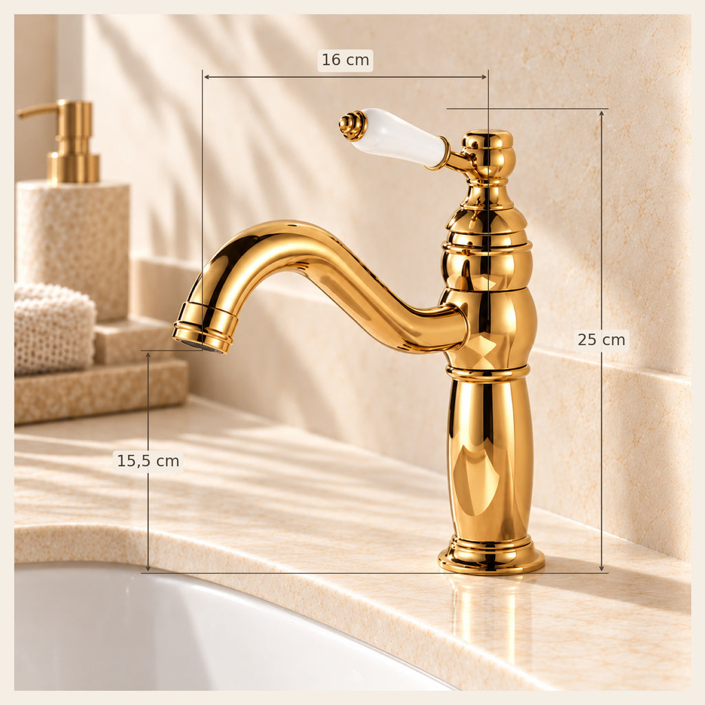 Dimensions — Le mitigeur de lavabo Porcelaine — douchette extractible