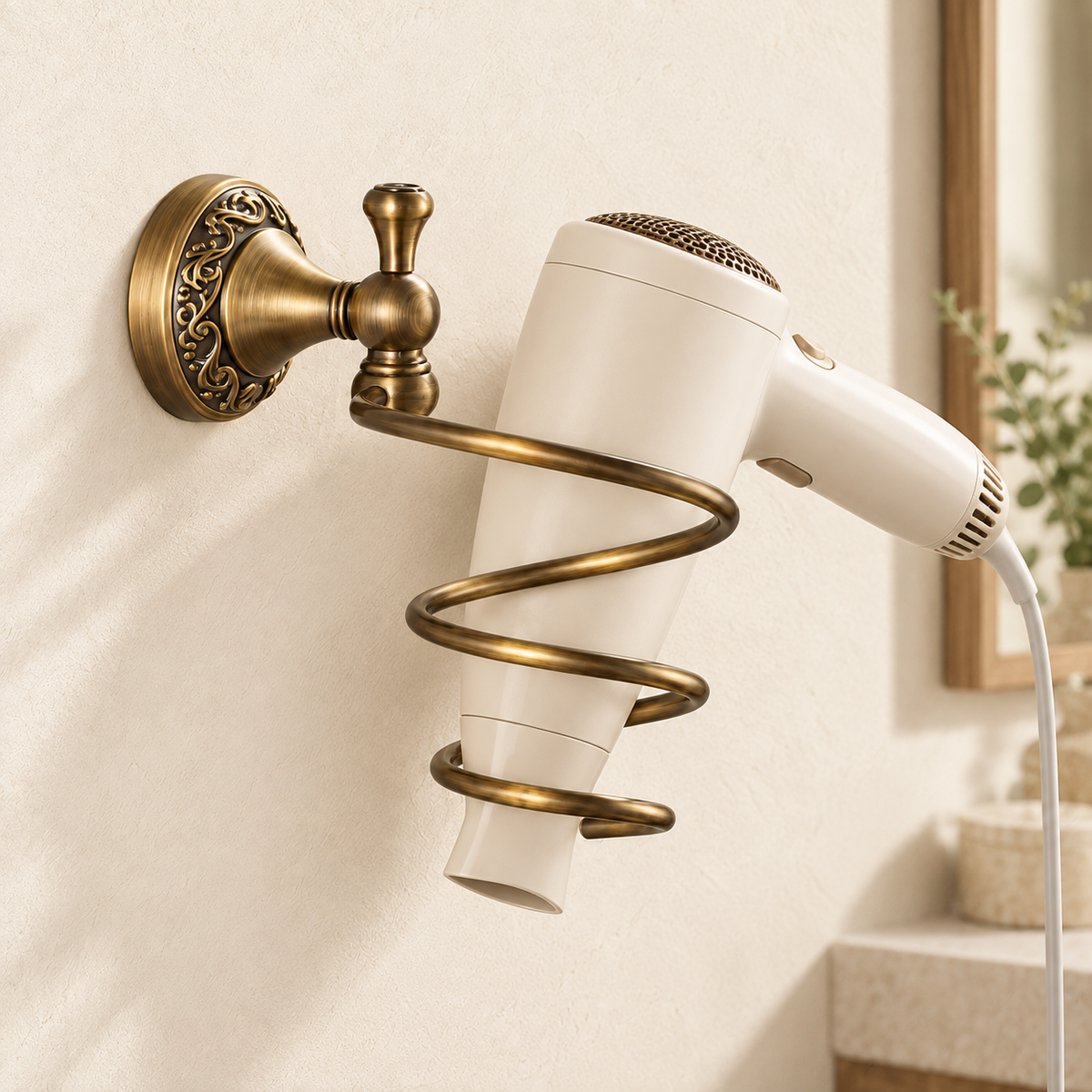 Support sèche-cheveux Héritage — vue 5, décor beige